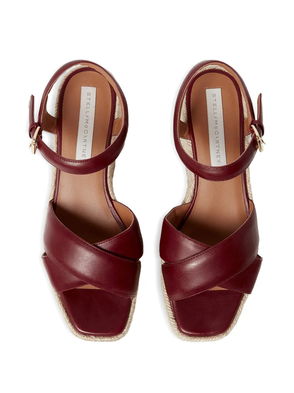 Stella McCartney Elyse sandalen met gekruiste bandjes en plateauzool Bruin