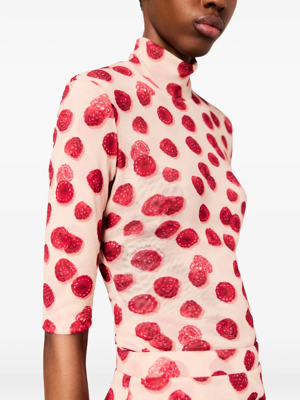 Stella McCartney Top met frambozen-print en ruches Roze