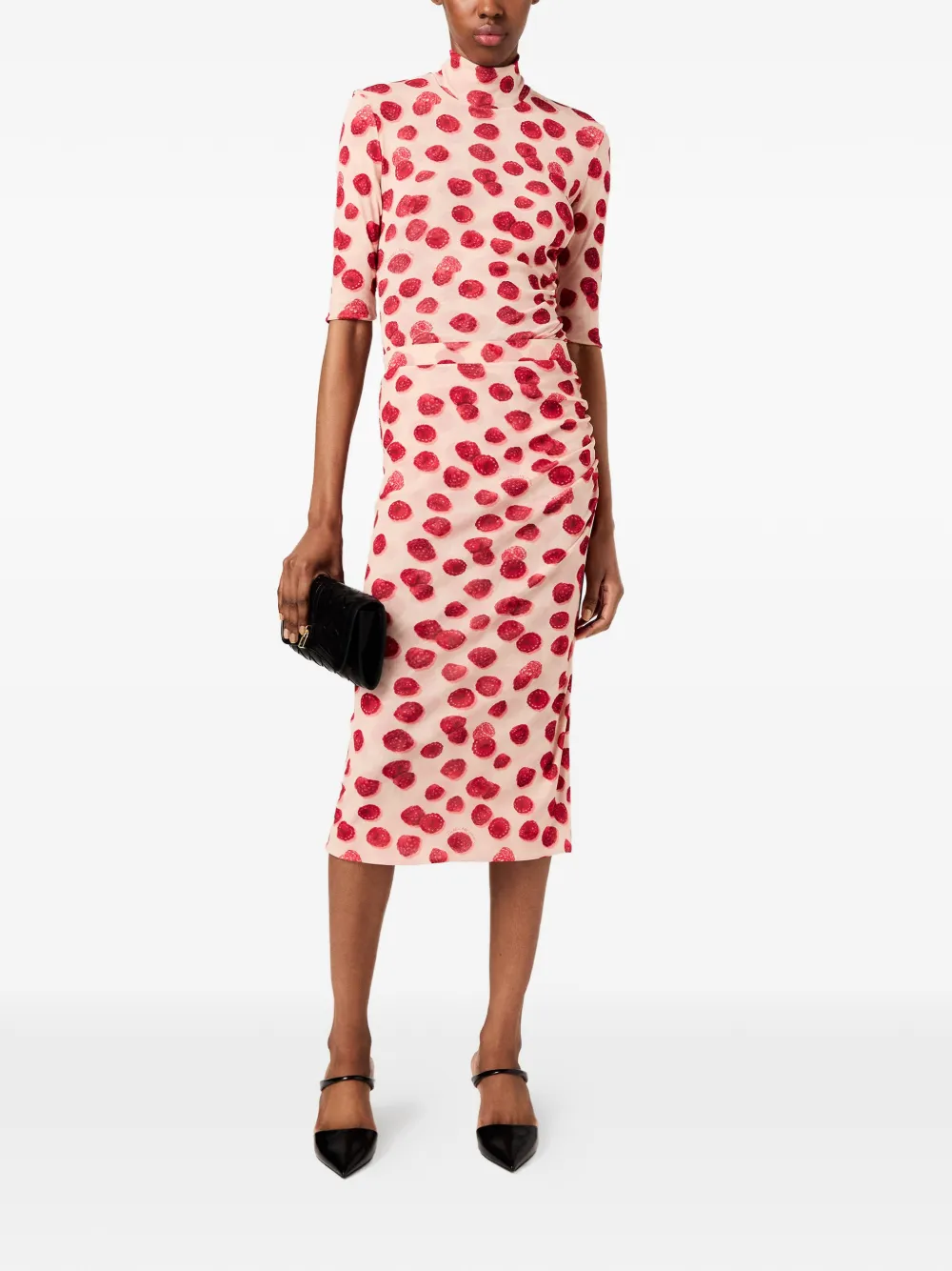 Stella McCartney Top met frambozen-print en ruches Roze
