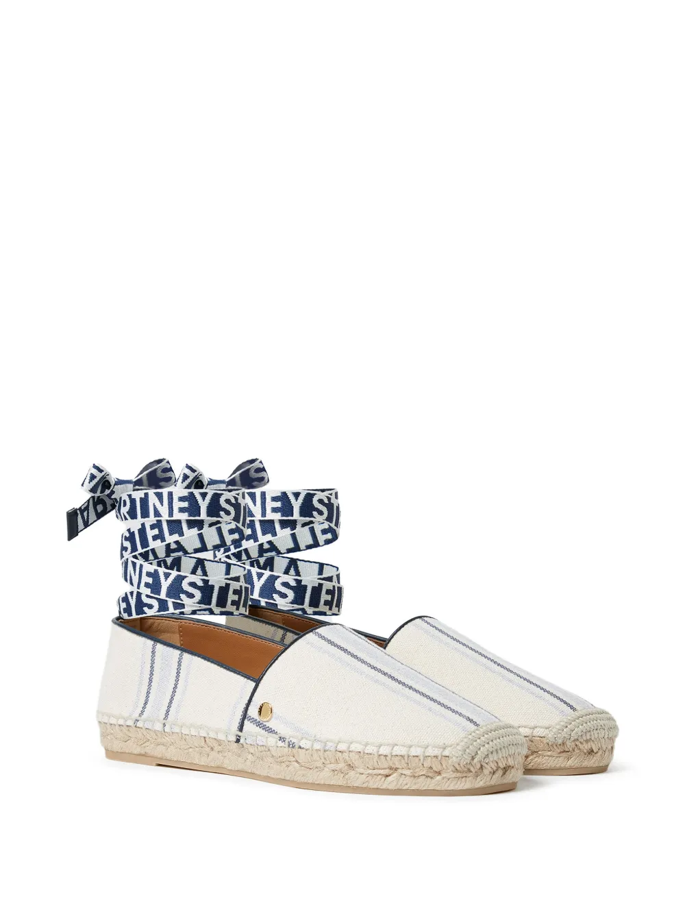 Stella McCartney Gaia gestreepte espadrilles met striksluiting Beige