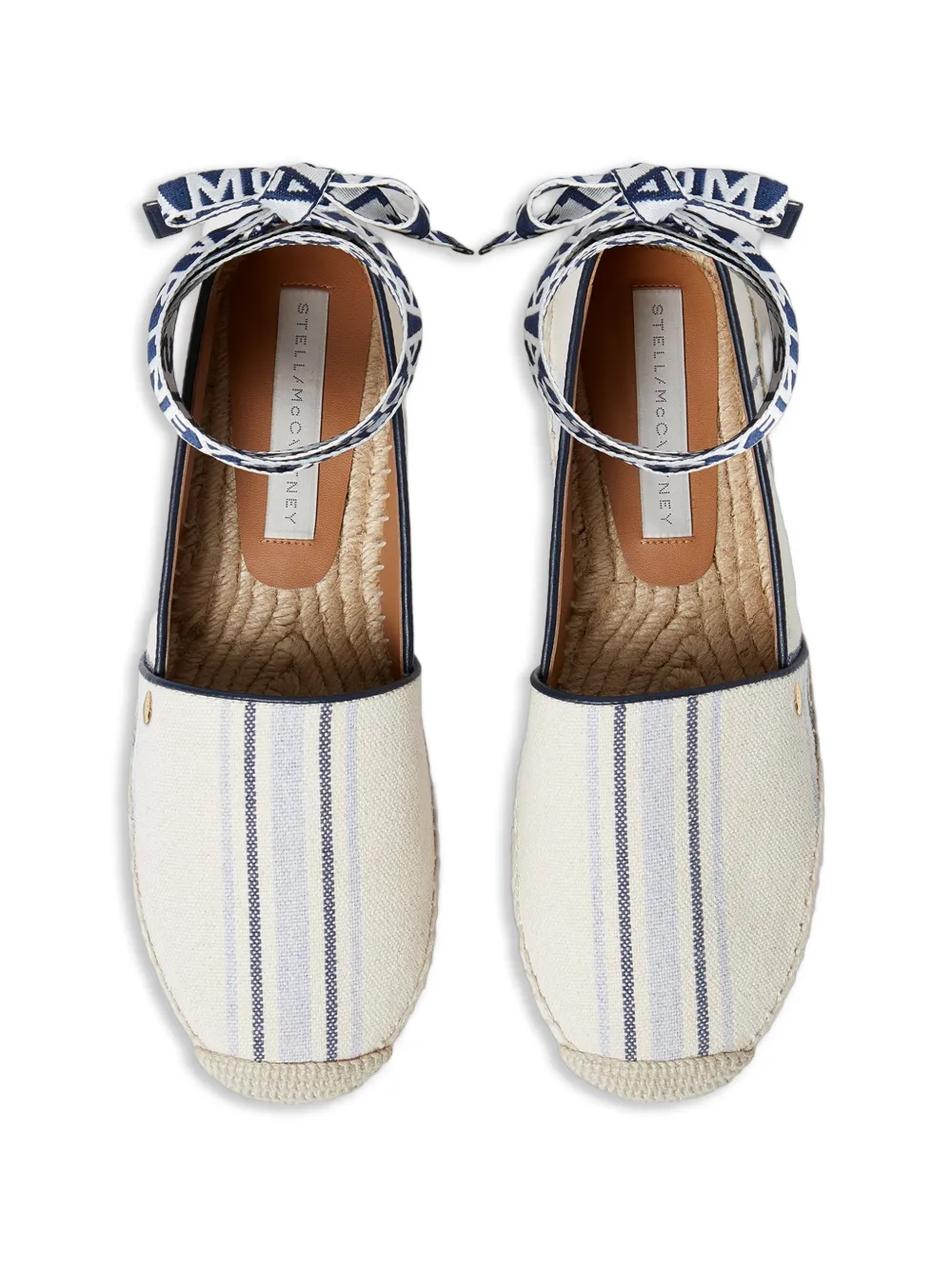 Stella McCartney Gaia gestreepte espadrilles met striksluiting Beige