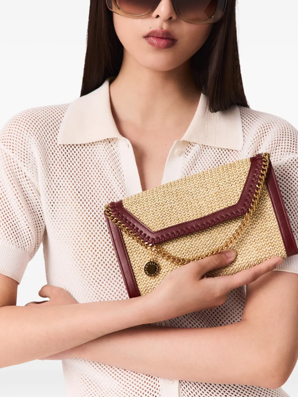 Stella McCartney Falabella raffia crossbodytas Beige