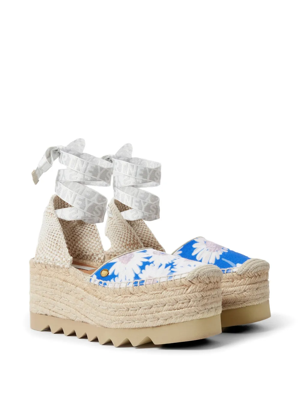 Stella McCartney Gaia daisy-print platform espadrilles Blauw