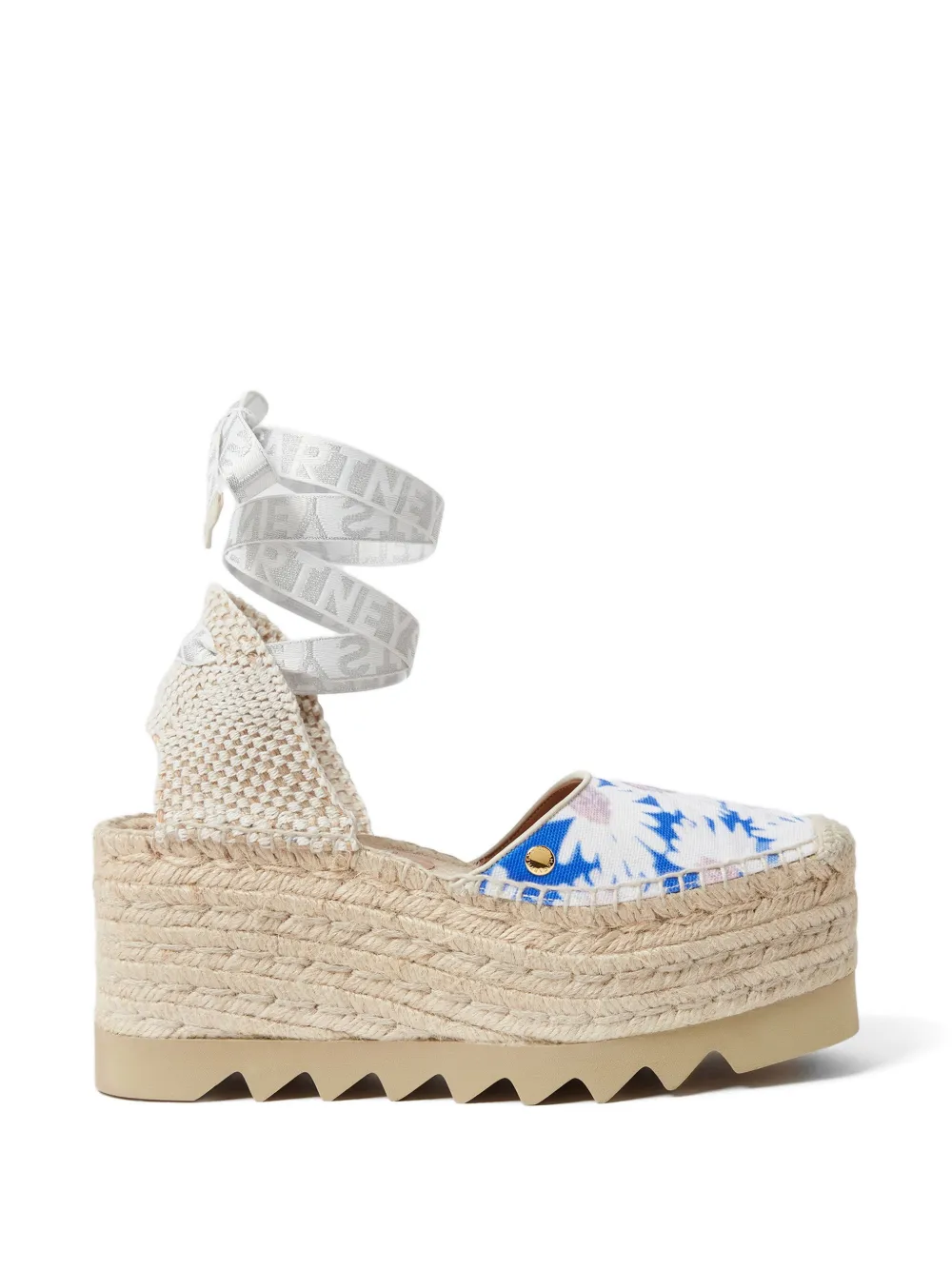 Stella McCartney Gaia daisy-print platform espadrilles - Blu