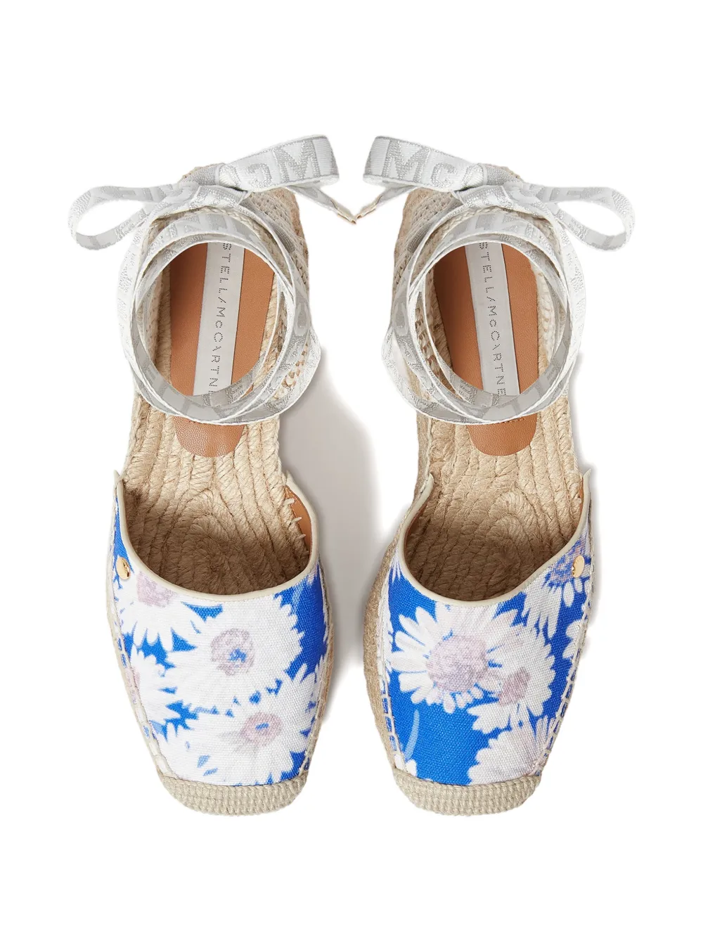 Stella McCartney Gaia daisy-print platform espadrilles Blauw