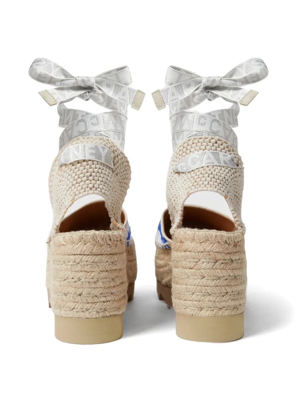 Stella McCartney Gaia daisy-print platform espadrilles Blauw