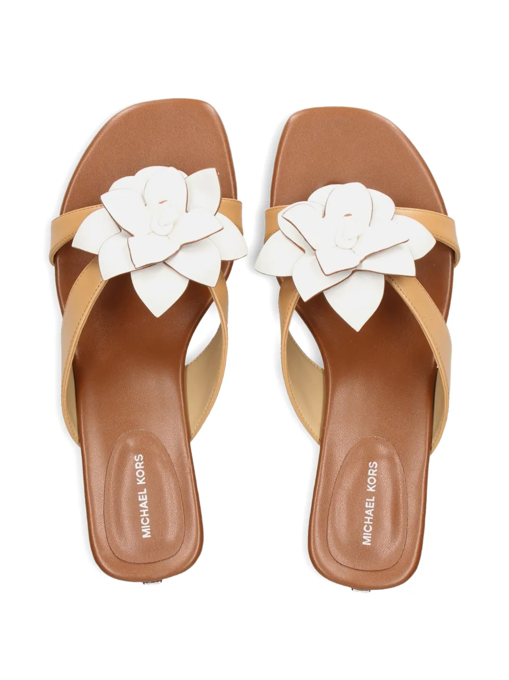 Michael Kors floral-applique leather sandals Beige