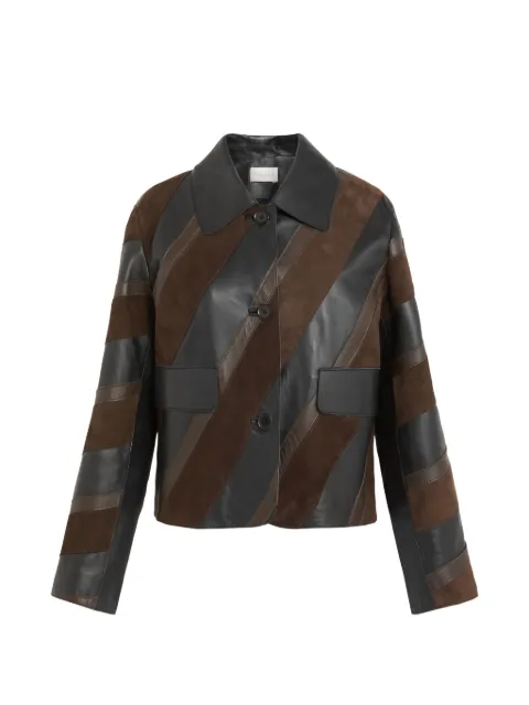 P.A.R.O.S.H. diagonal-stripe leather jacket