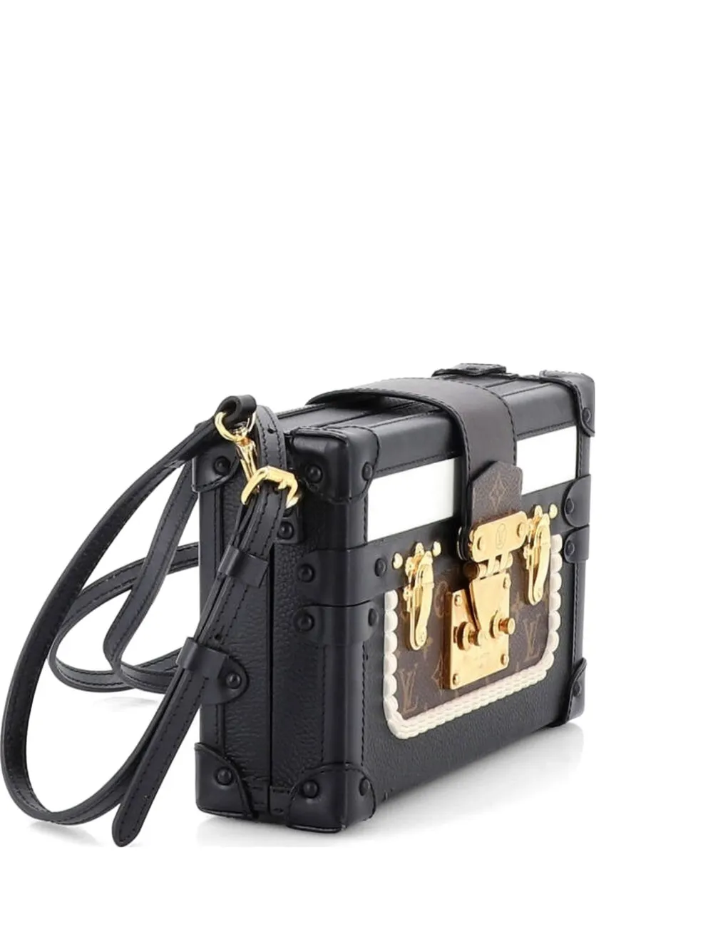 Louis Vuitton Pre-Owned Petite Malle Handbag Leather and Monogram Canvas with Trompe L'oeil Braid clutch bag - Nero
