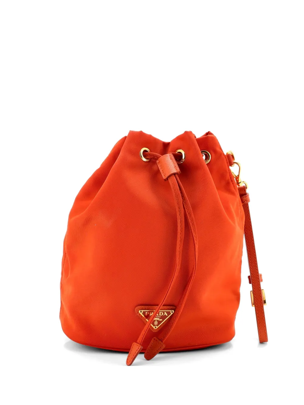 Prada Pre-Owned Drawstring Tessuto Small bucket bag - Arancione