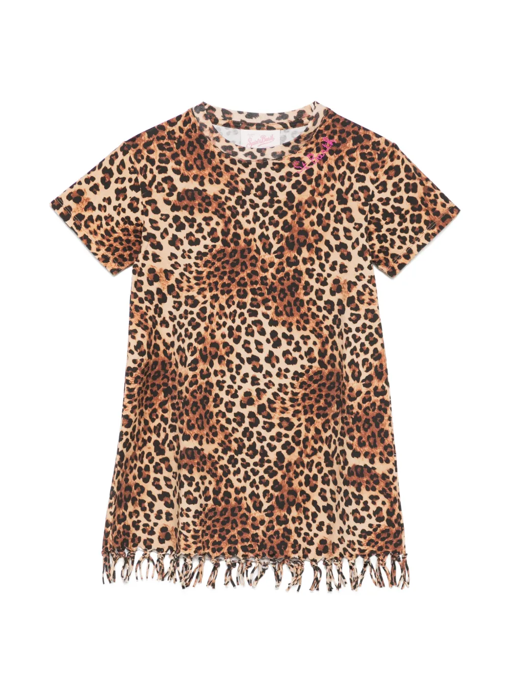 MC2 Saint Barth Kids Abbey leopard-print fringe-detail dress - Nude