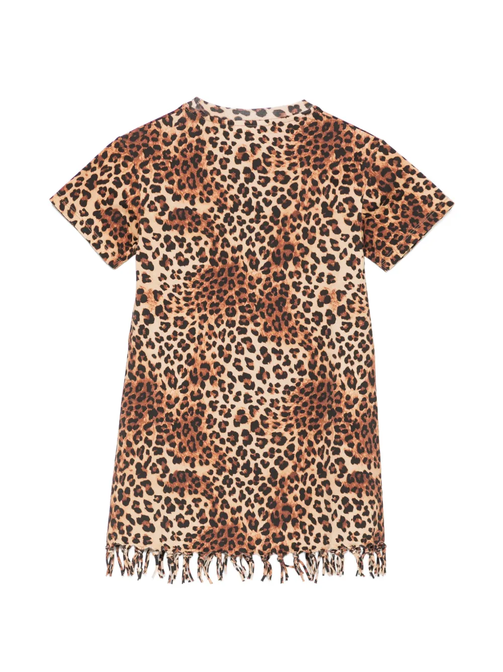 MC2 Saint Barth Kids Abbey jurk met luipaardprint en franje Beige