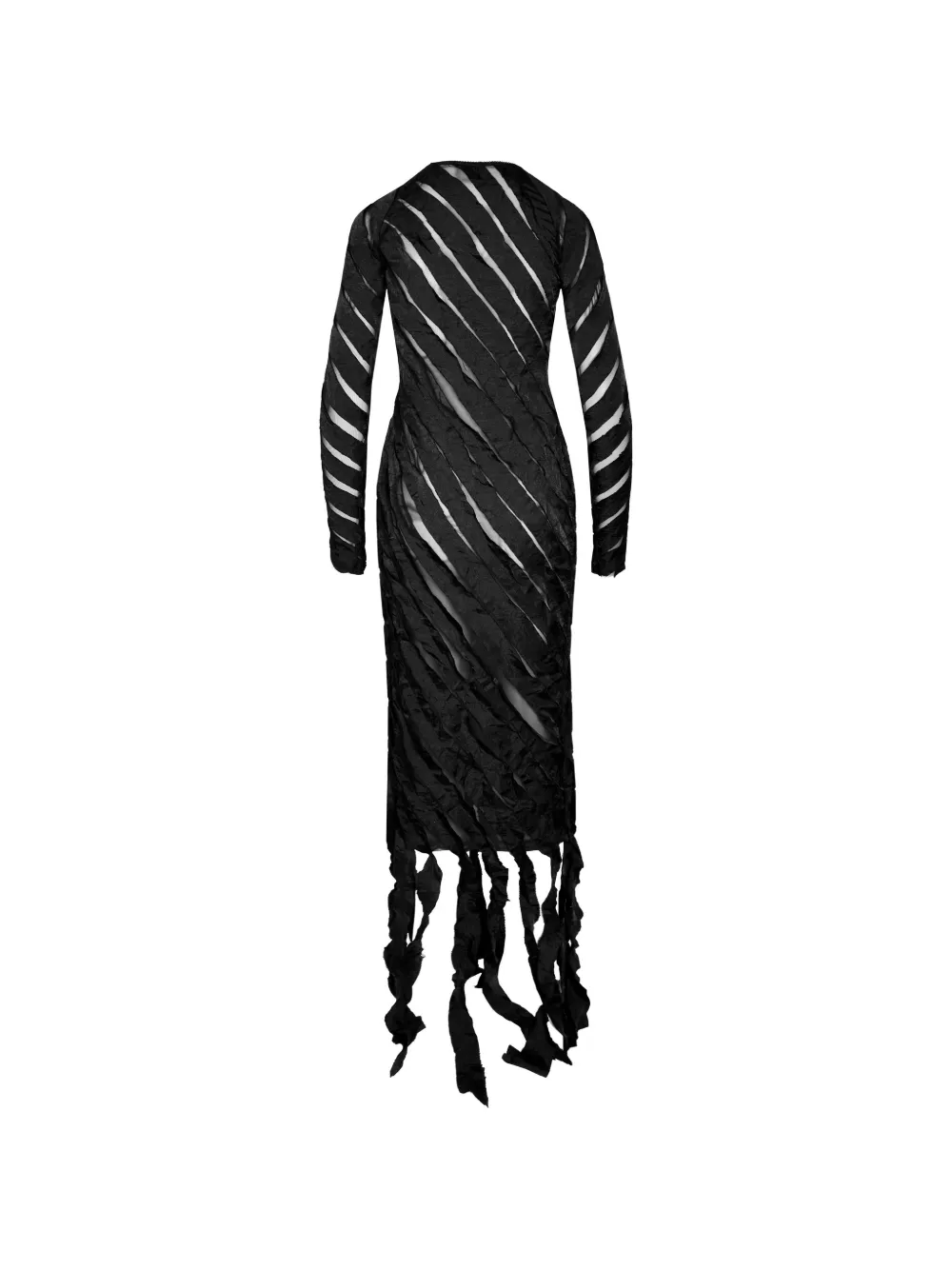 Ioana Ciolacu Spiral maxi-jurk met franje Zwart