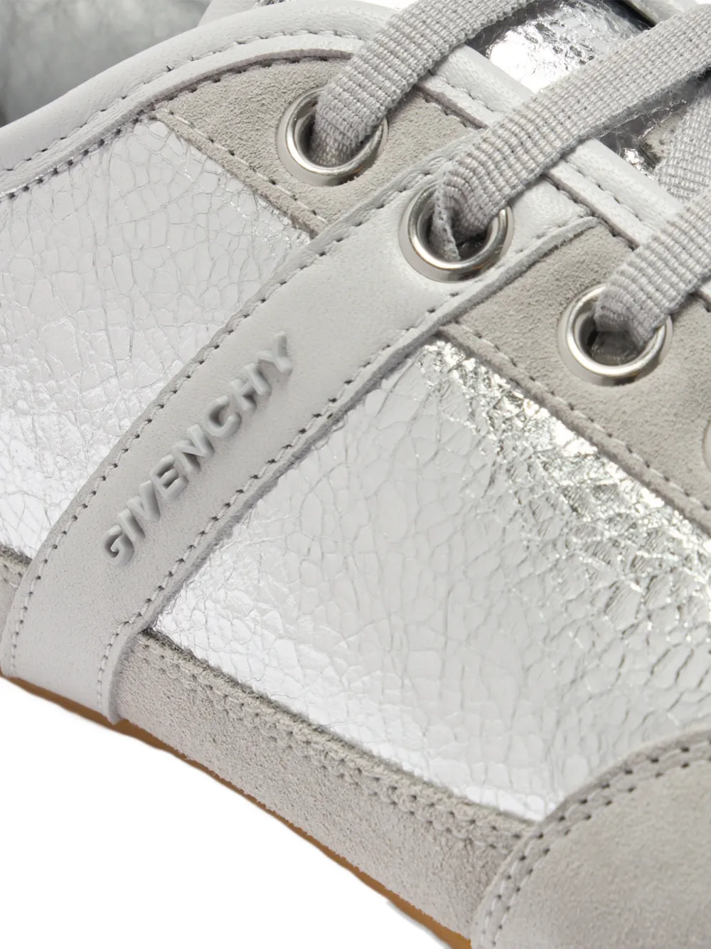 Givenchy Slim metallic-effect panelled lace-up sneakers Zilver