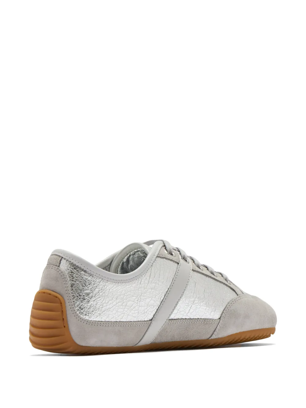 Givenchy Slim metallic-effect panelled lace-up sneakers Zilver