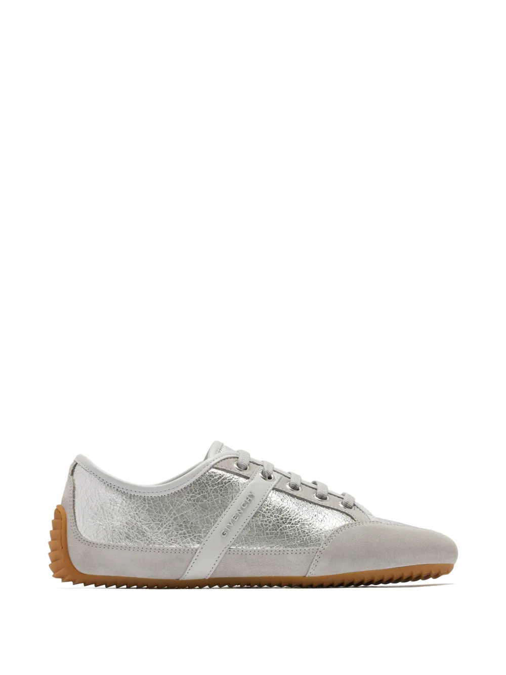 Givenchy Slim metallic-effect panelled lace-up sneakers - Argento