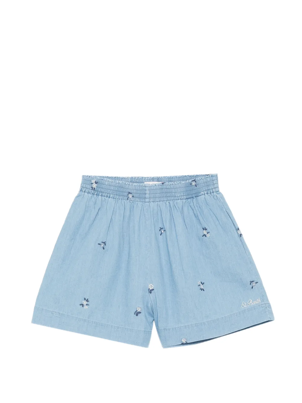 MC2 Saint Barth Kids Meave JR floral-embroidered shorts - Blu