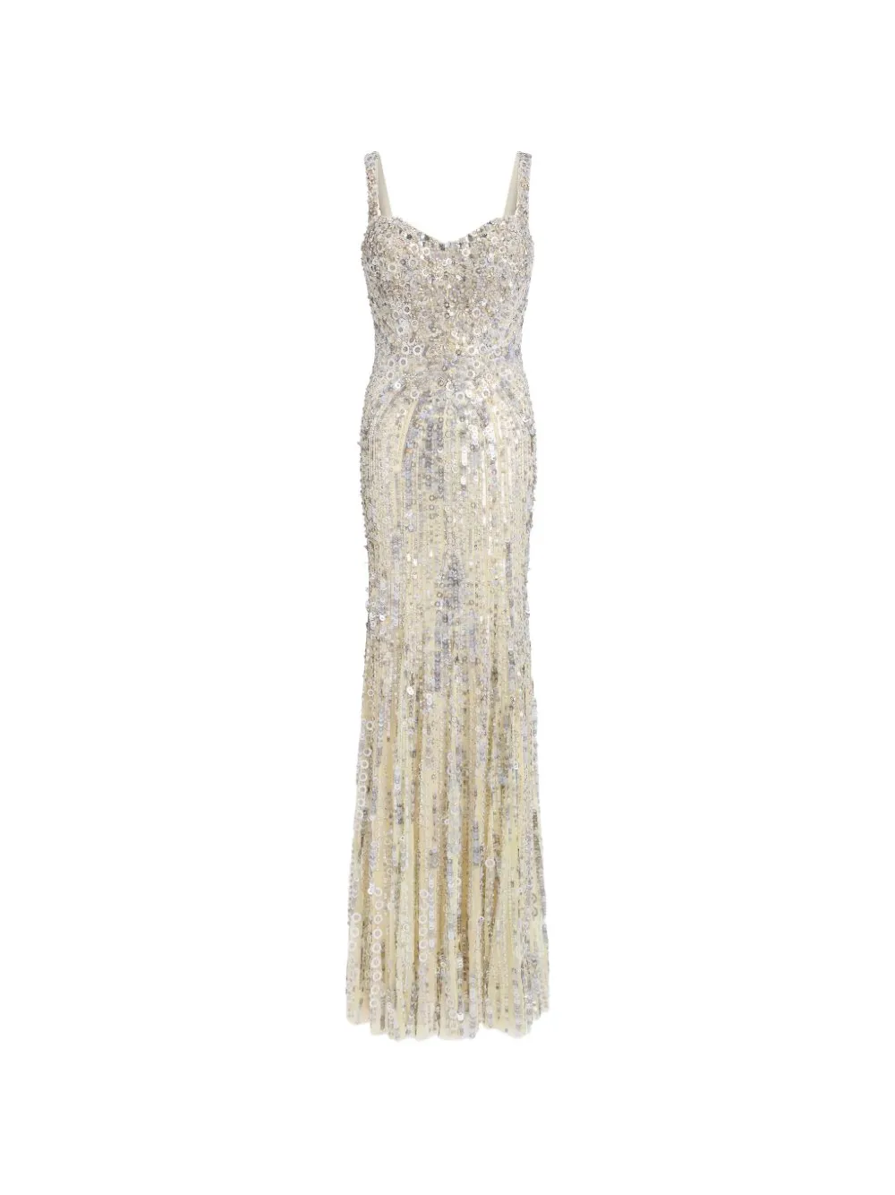 Jenny Packham sequin-embellished maxi dress - Toni neutri