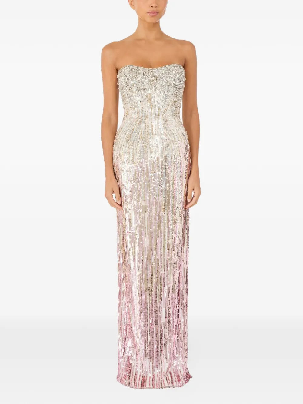 Jenny Packham Abito sequin-embellished crystal-embroidered dress - Argento