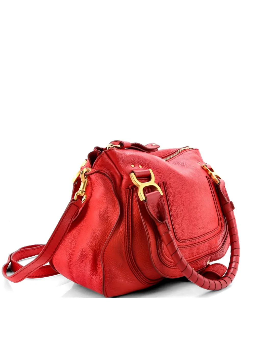 Pre-owned Chloé Marcie Leather Medium Satchel In Red