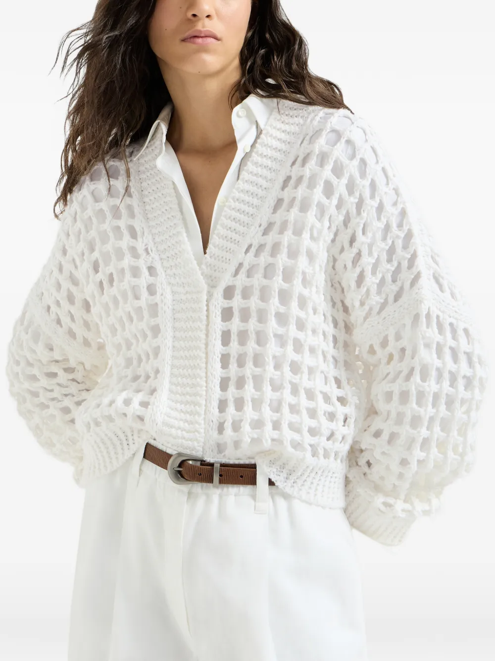 Brunello Cucinelli Juten en katoenen vest Wit