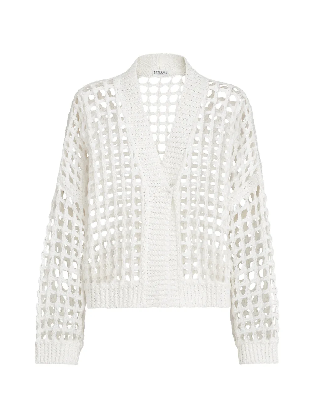 Brunello Cucinelli jute and cotton net cardigan - White