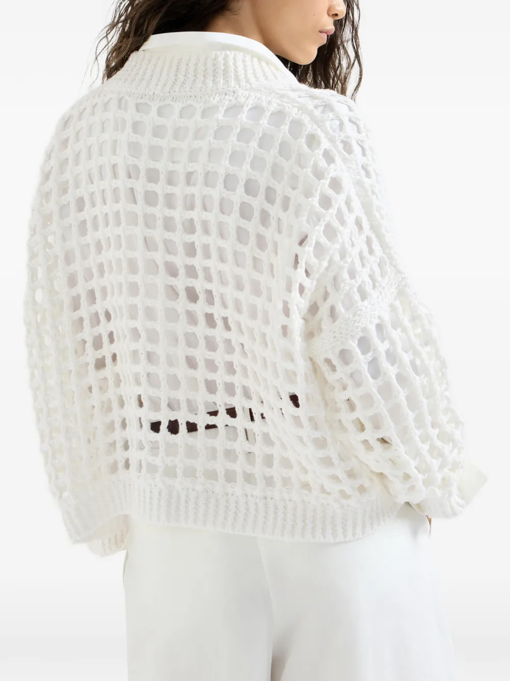 Brunello Cucinelli Juten en katoenen vest Wit