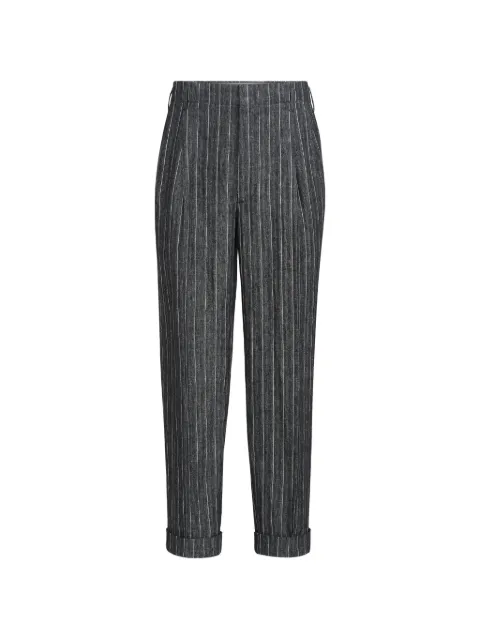 Brunello Cucinelli linen chalk stripe chevron trousers with double pleats