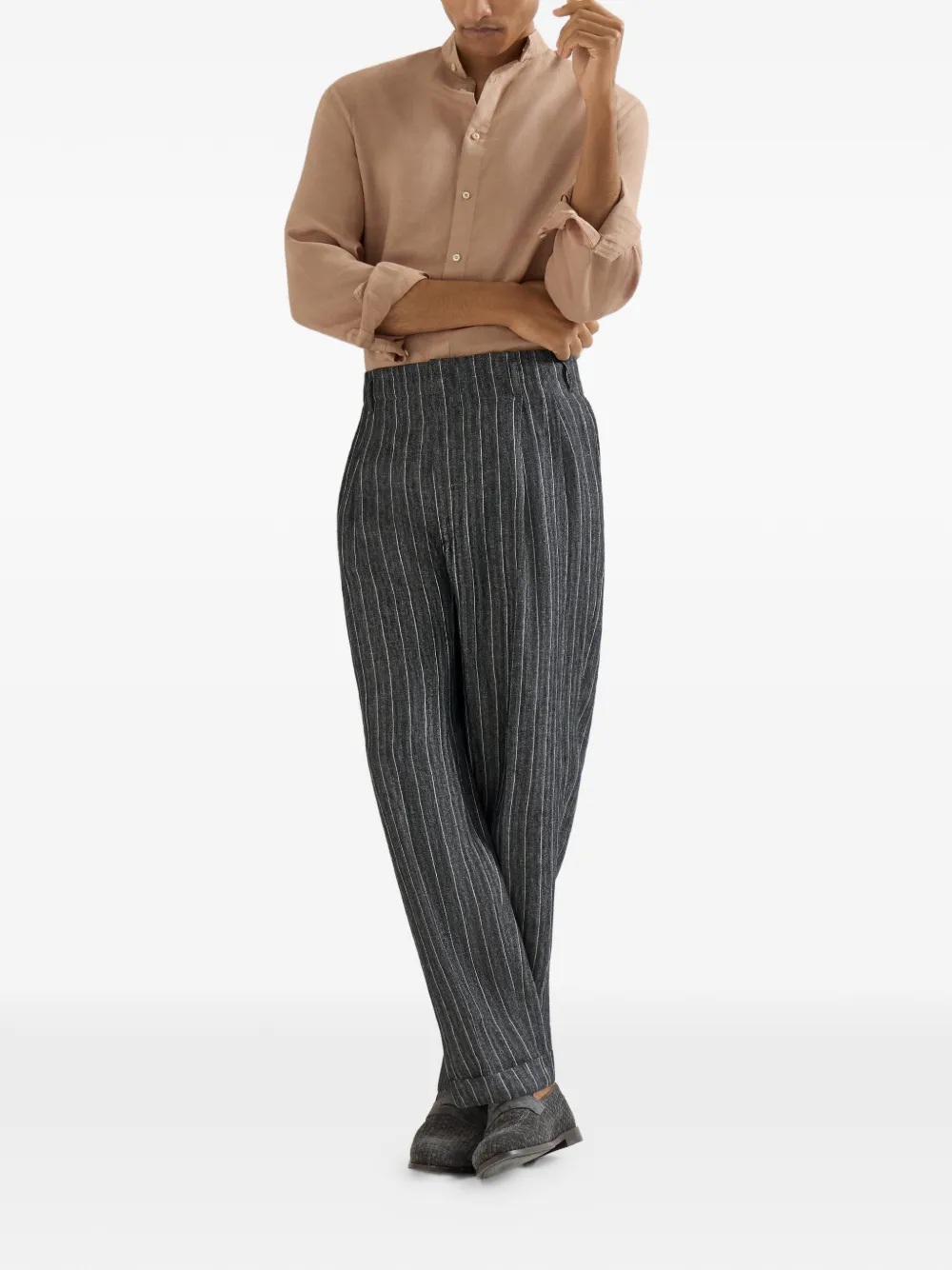 Brunello Cucinelli ドローストリング シェブロン パンツ | グレー