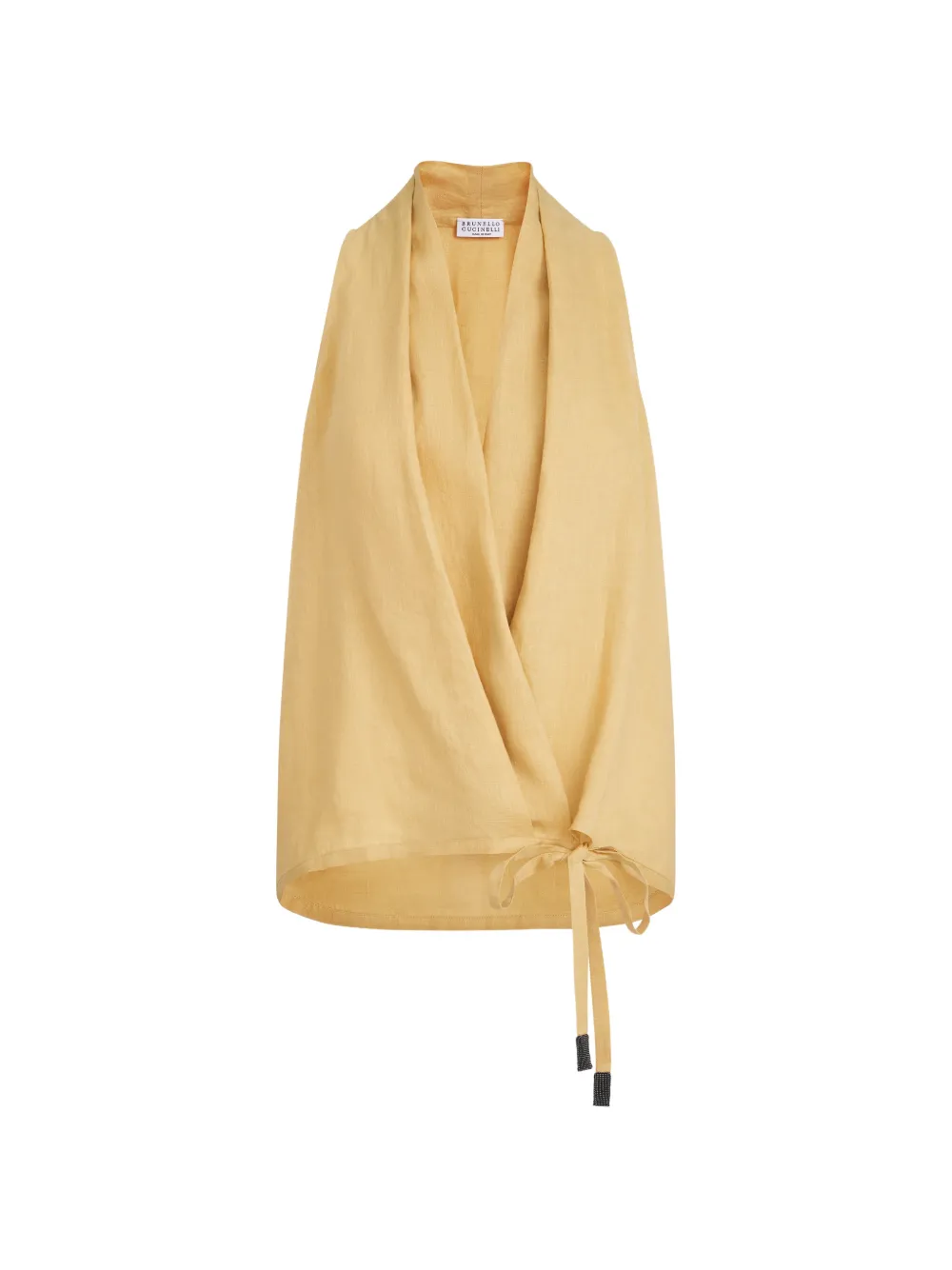 Brunello Cucinelli linen wrap effect vest with monili - Yellow