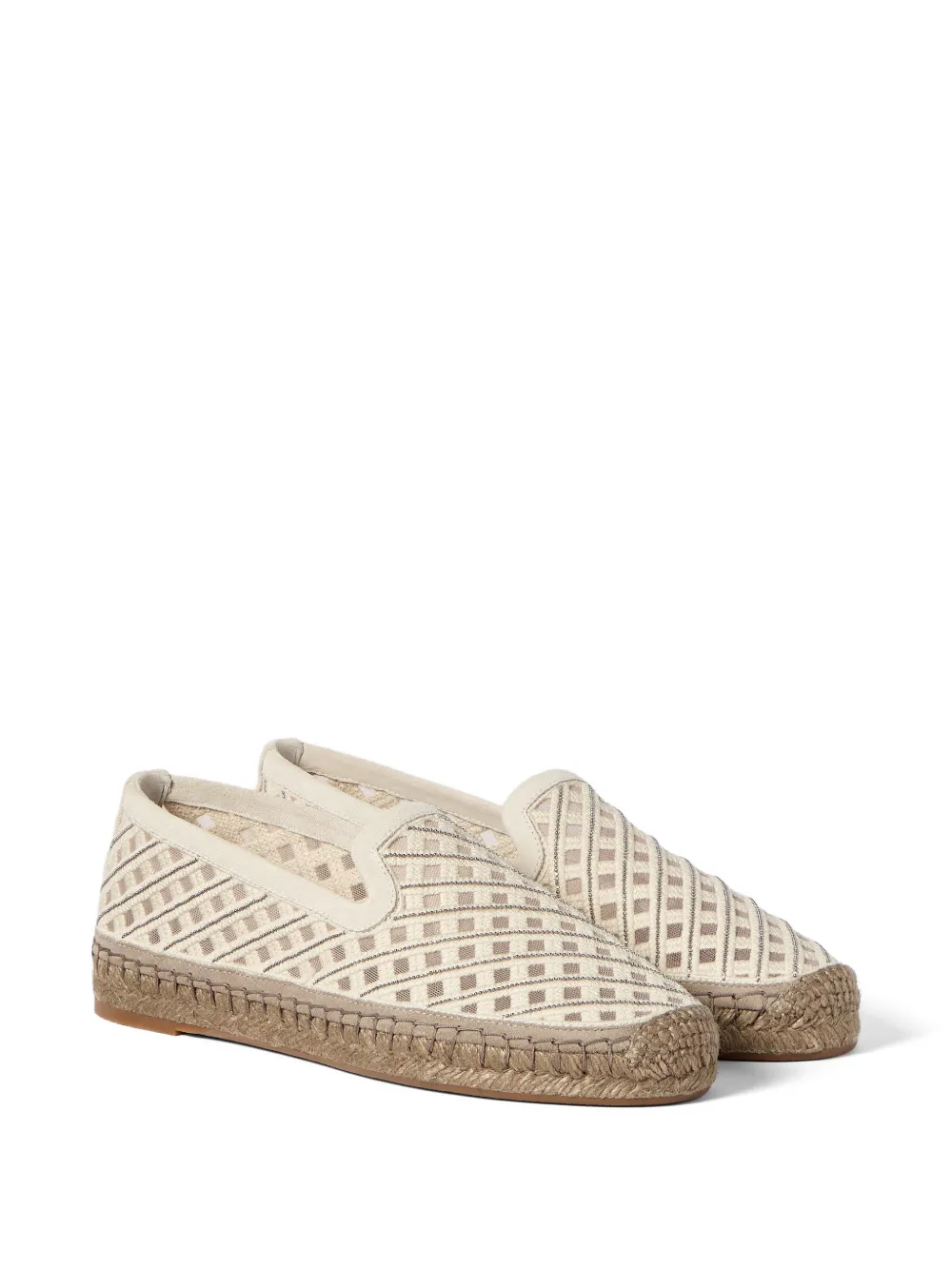 Brunello Cucinelli Espadrilles van katoen en suède Beige