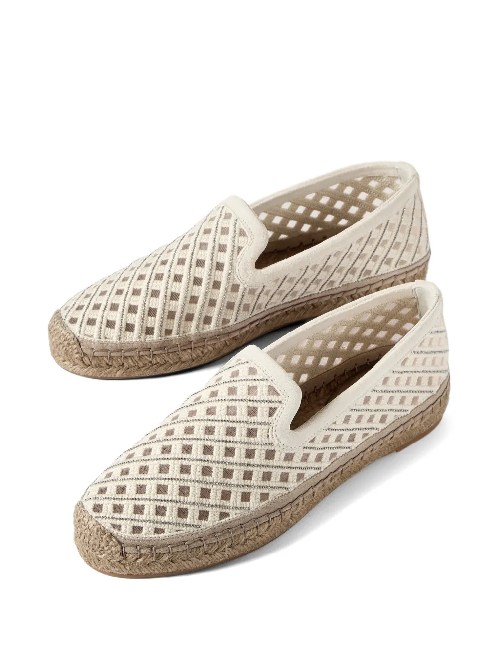 Brunello Cucinelli Espadrilles van katoen en suède Beige