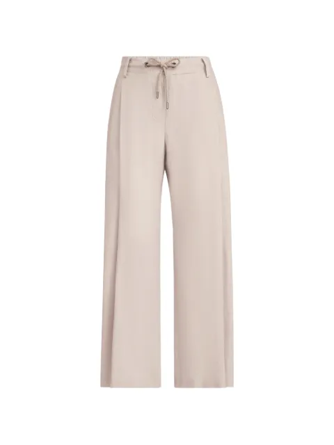 Brunello Cucinelli pantalones de lino con cordones y detalle Monili
