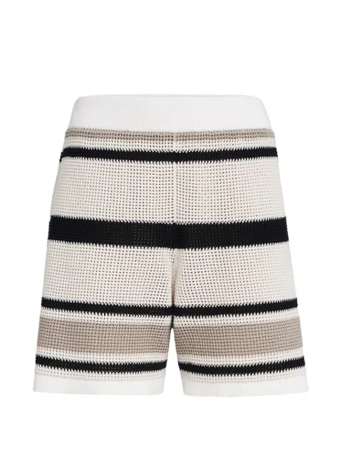 Brunello Cucinelli striped cotton net knit shorts