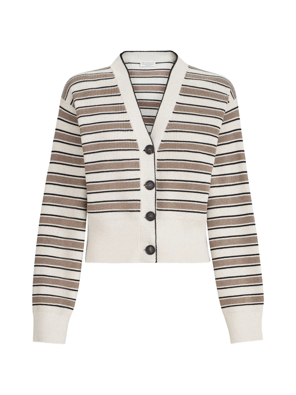 Brunello Cucinelli cotton cardigan with sparkling stripes - Neutrals