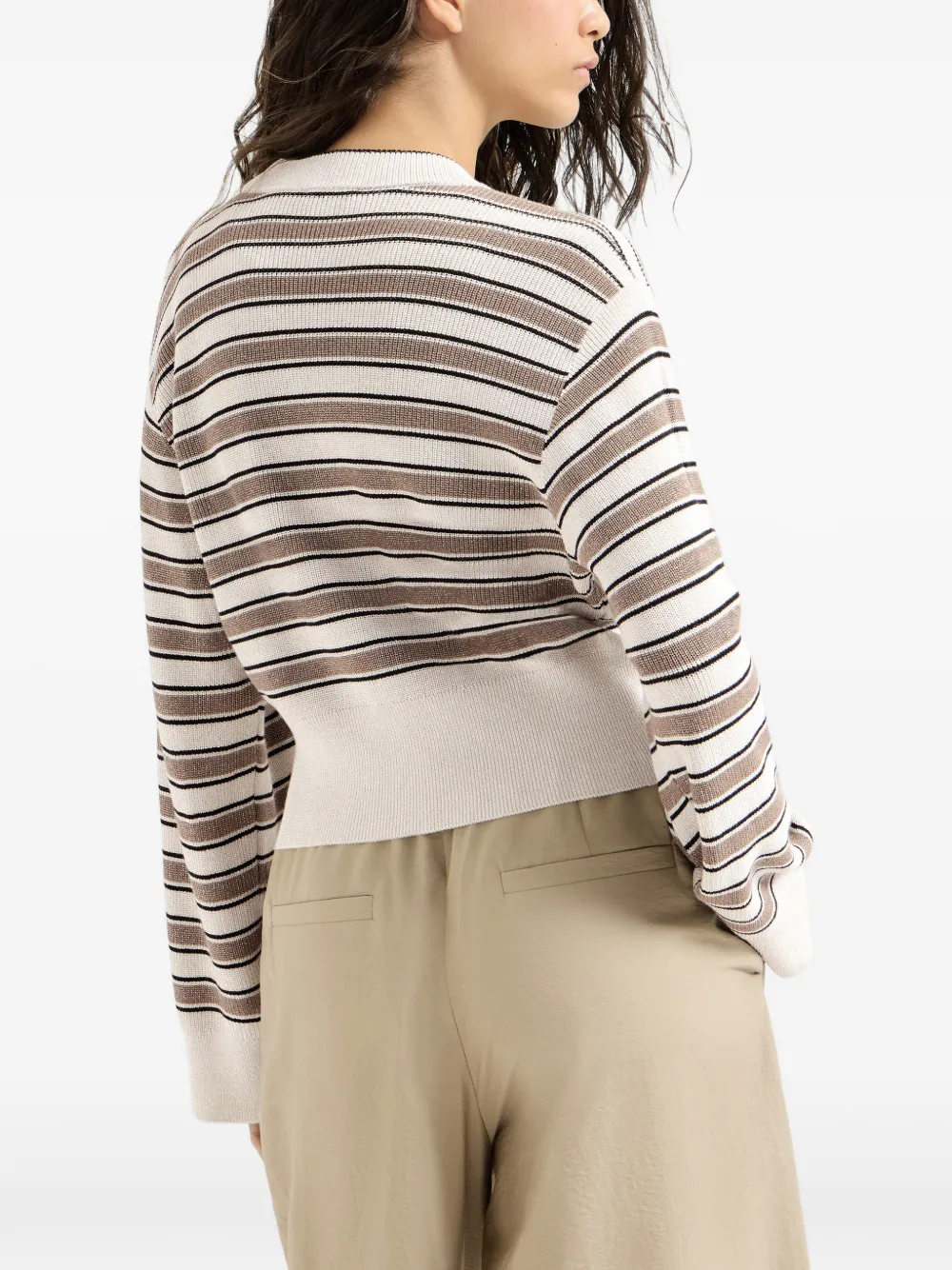 Brunello Cucinelli Katoenen vest met mousserende strepen Beige