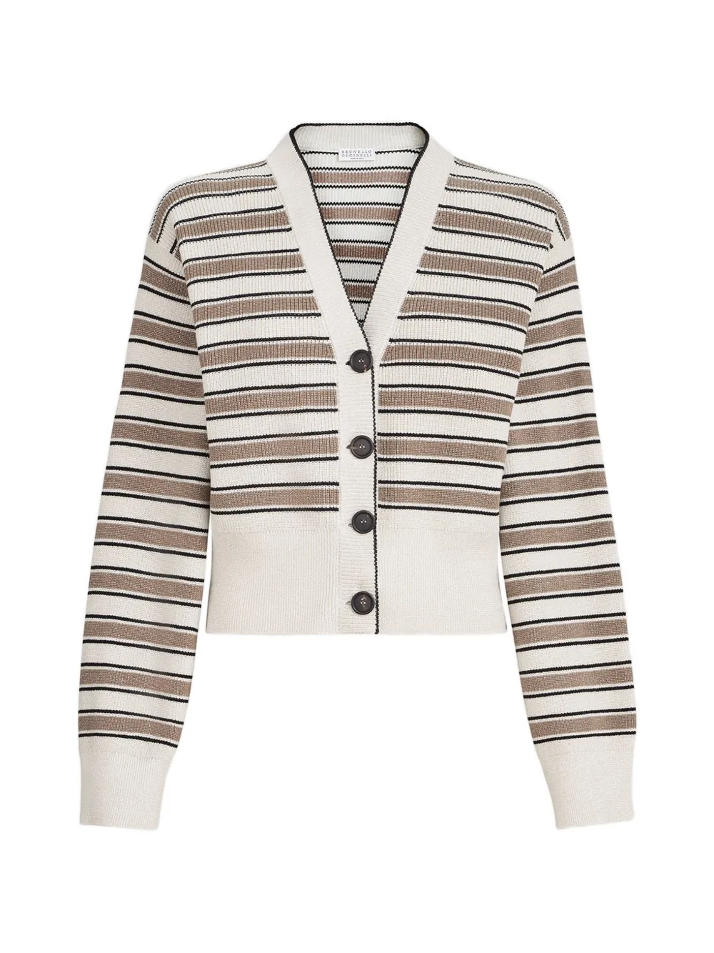 Brunello Cucinelli cotton cardigan with sparkling stripes - Toni neutri