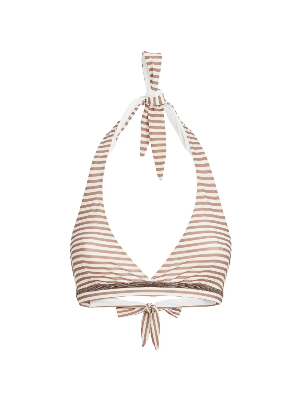 Brunello Cucinelli Top bikini a righe in jersey di cotone - Toni neutri