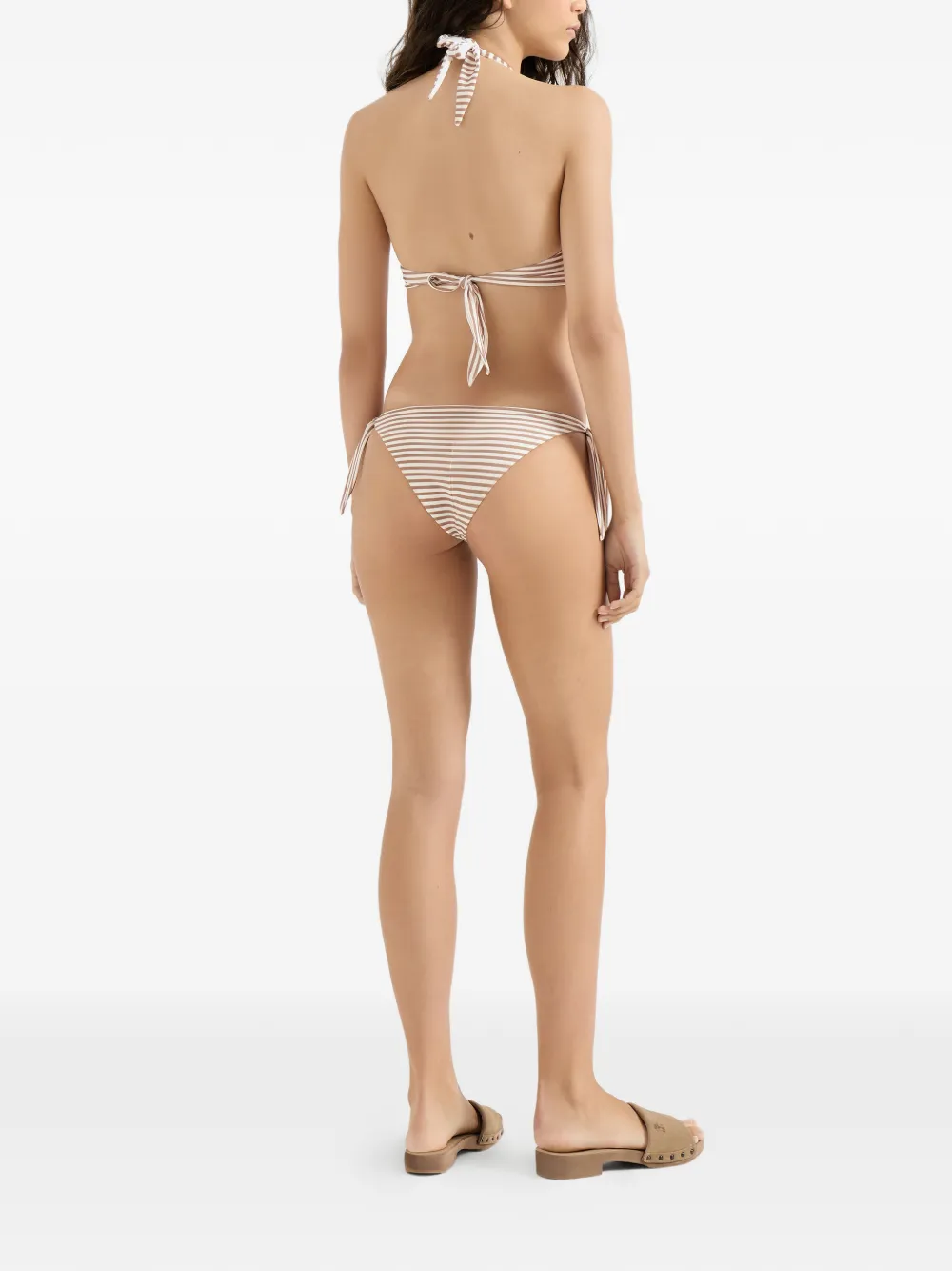 Brunello Cucinelli Gestreepte techno jersey bikinitop met afwerking Beige