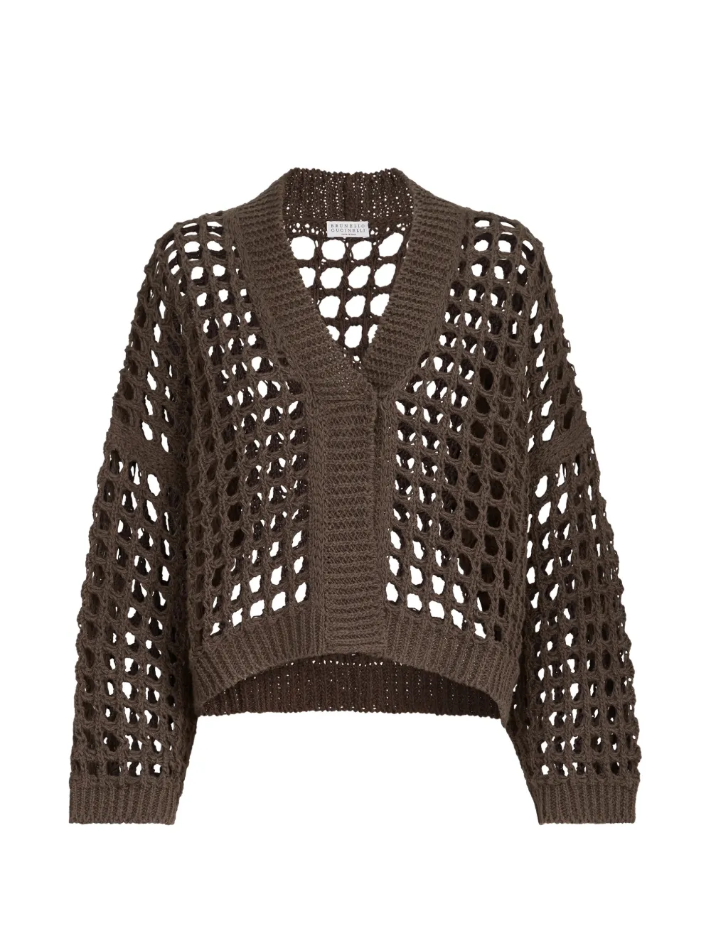 Brunello Cucinelli jute and cotton net cardigan - Marrone