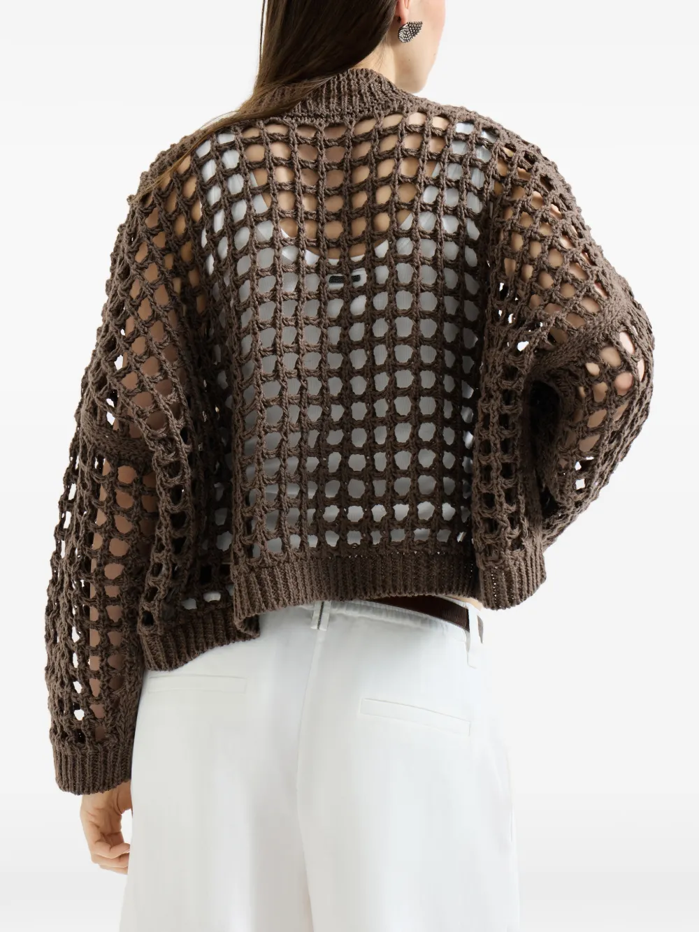 Brunello Cucinelli Juten en katoenen vest Bruin