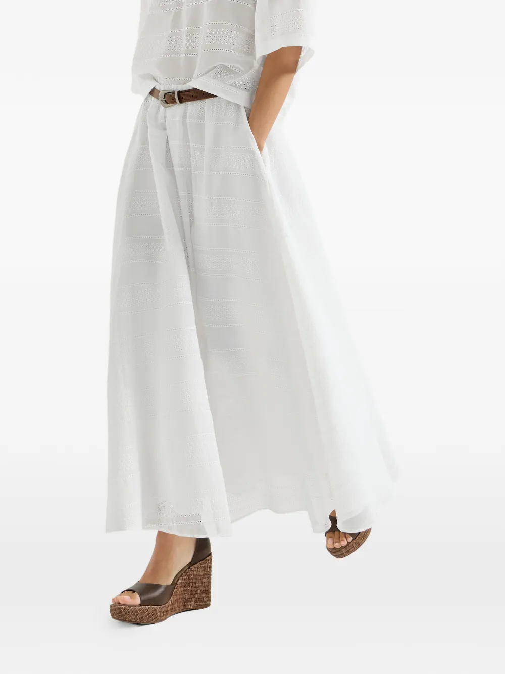 Brunello Cucinelli Broderie anglaise rok Wit