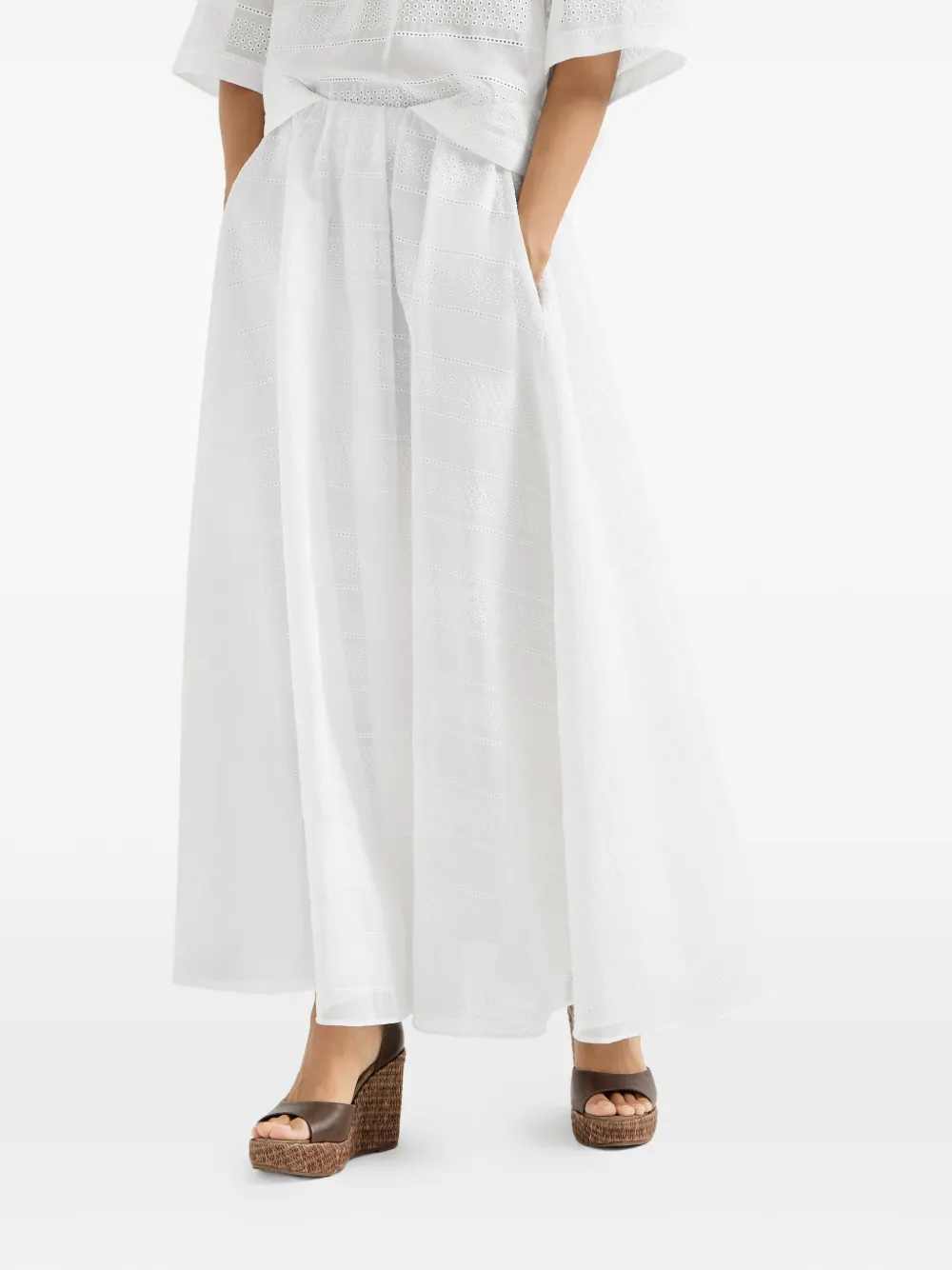 Brunello Cucinelli Broderie anglaise rok Wit