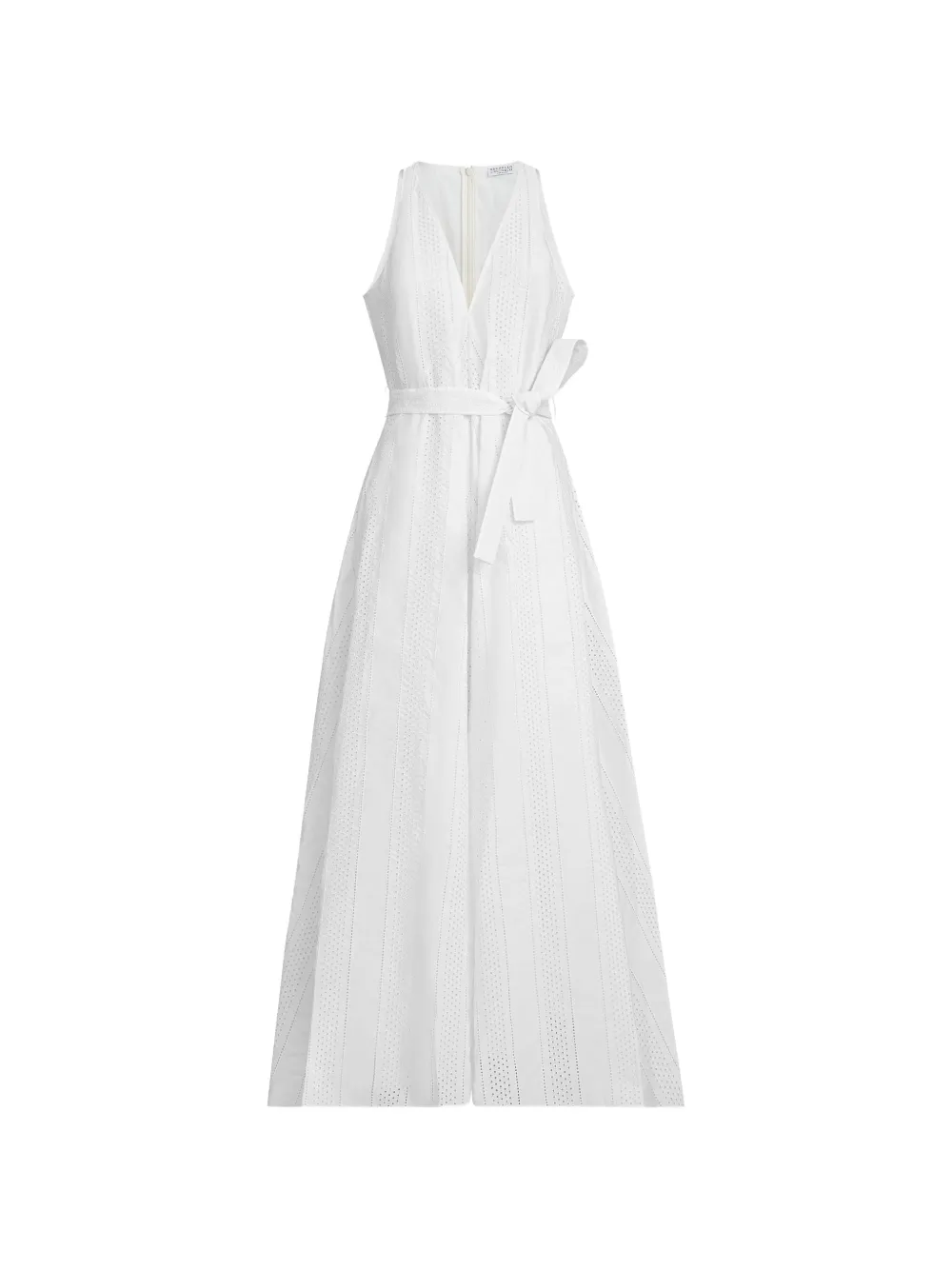 Brunello Cucinelli techno cotton poplin broderie anglaise dress - Bianco
