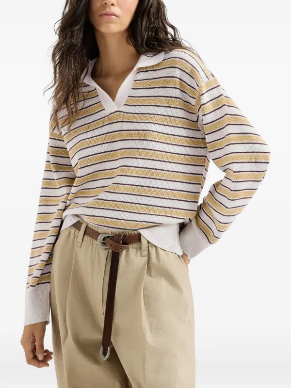 Brunello Cucinelli ストライプポロシャツ Brunello Cucinelli ストライプ ポロシャツ | ニュートラル | FARFETCH JP