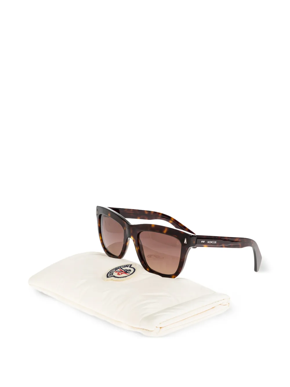 Moncler Eyewear Zonnebril met vierkant montuur en schildpadschild design Bruin