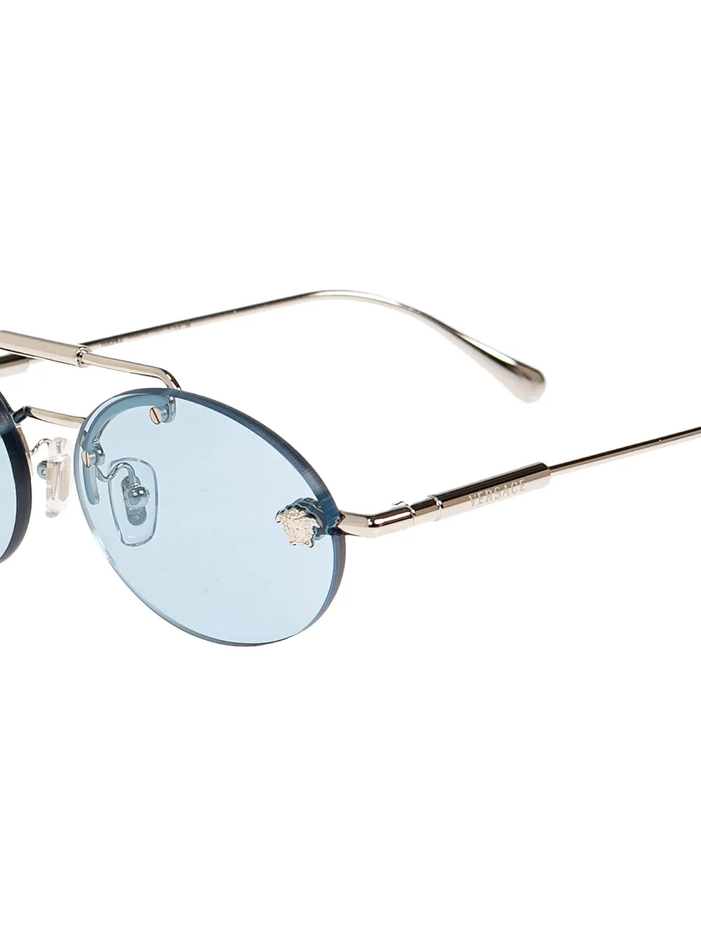 Versace Eyewear Zonnebril met rond montuur Blauw