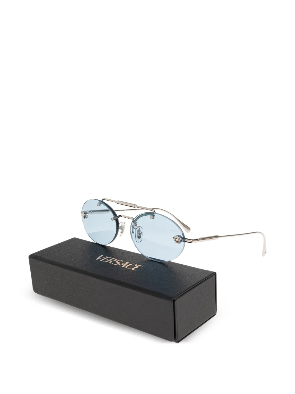 Versace Eyewear Zonnebril met rond montuur Blauw