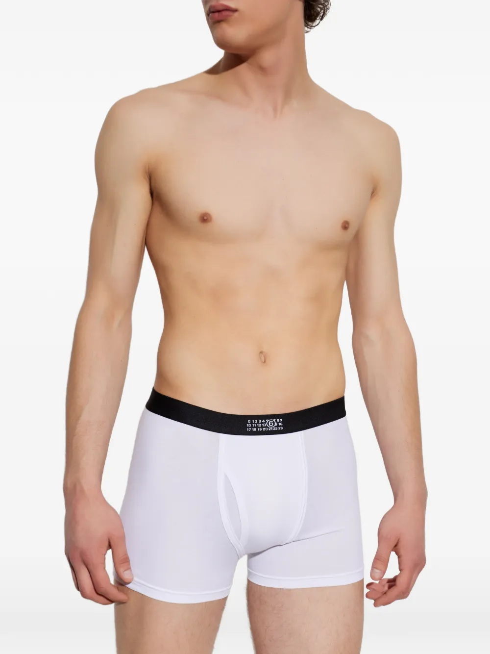  Mm6 Maison Margiela Boxer Con Banda Logo - Bianco 