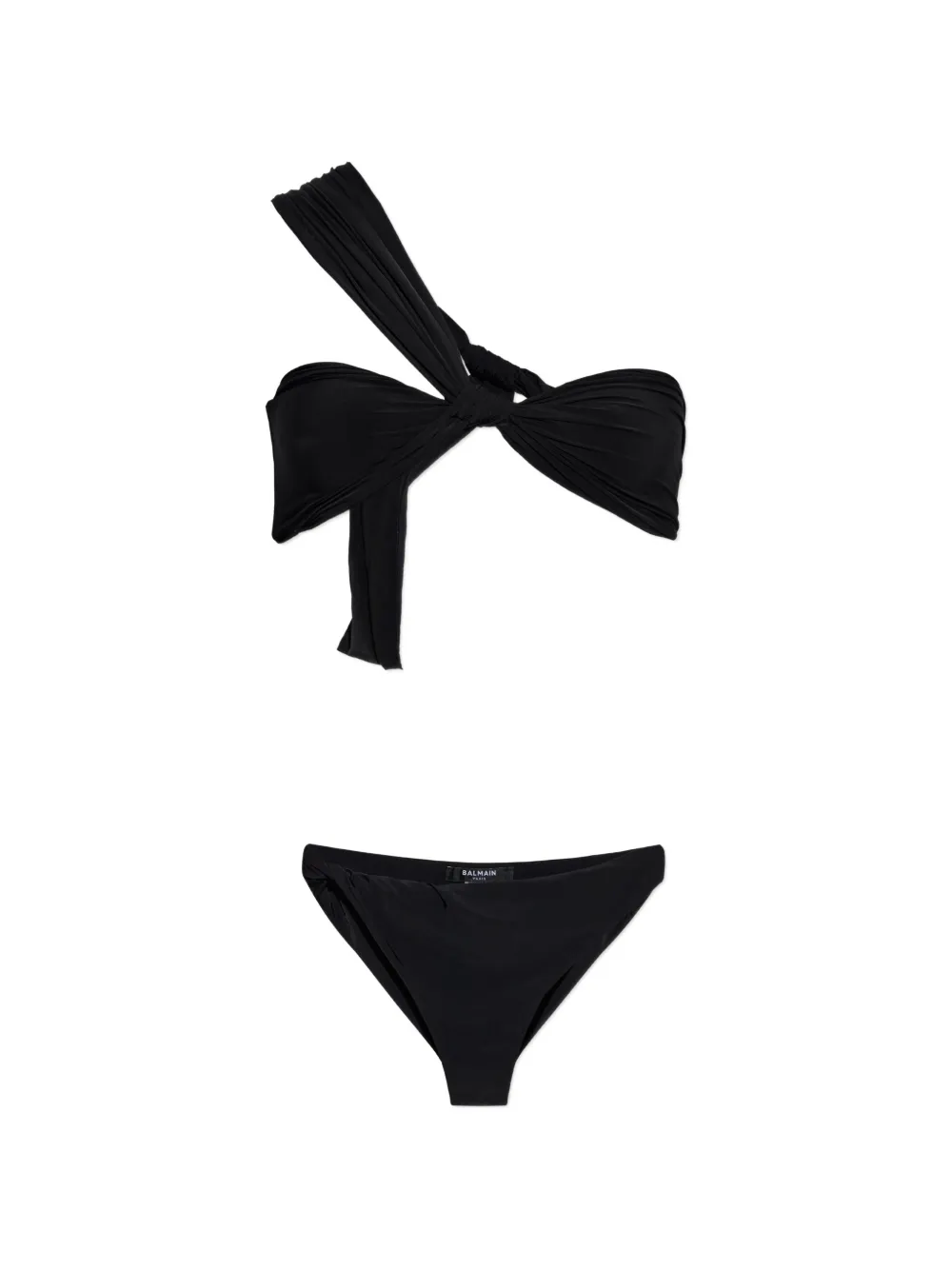 Balmain one-shoulder knotted bikini - Schwarz